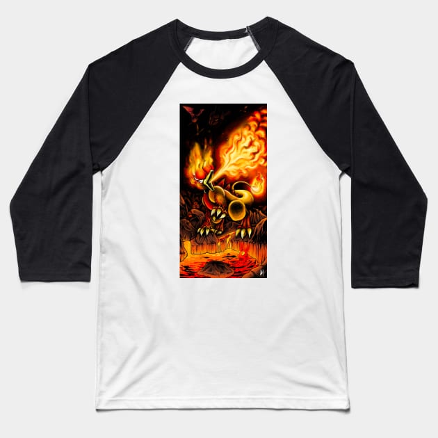 Catchable Fire Duck Baseball T-Shirt by mattleckie